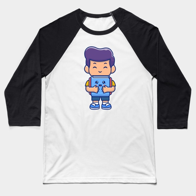 Cute boy holding cute book Baseball T-Shirt by Catalyst Labs